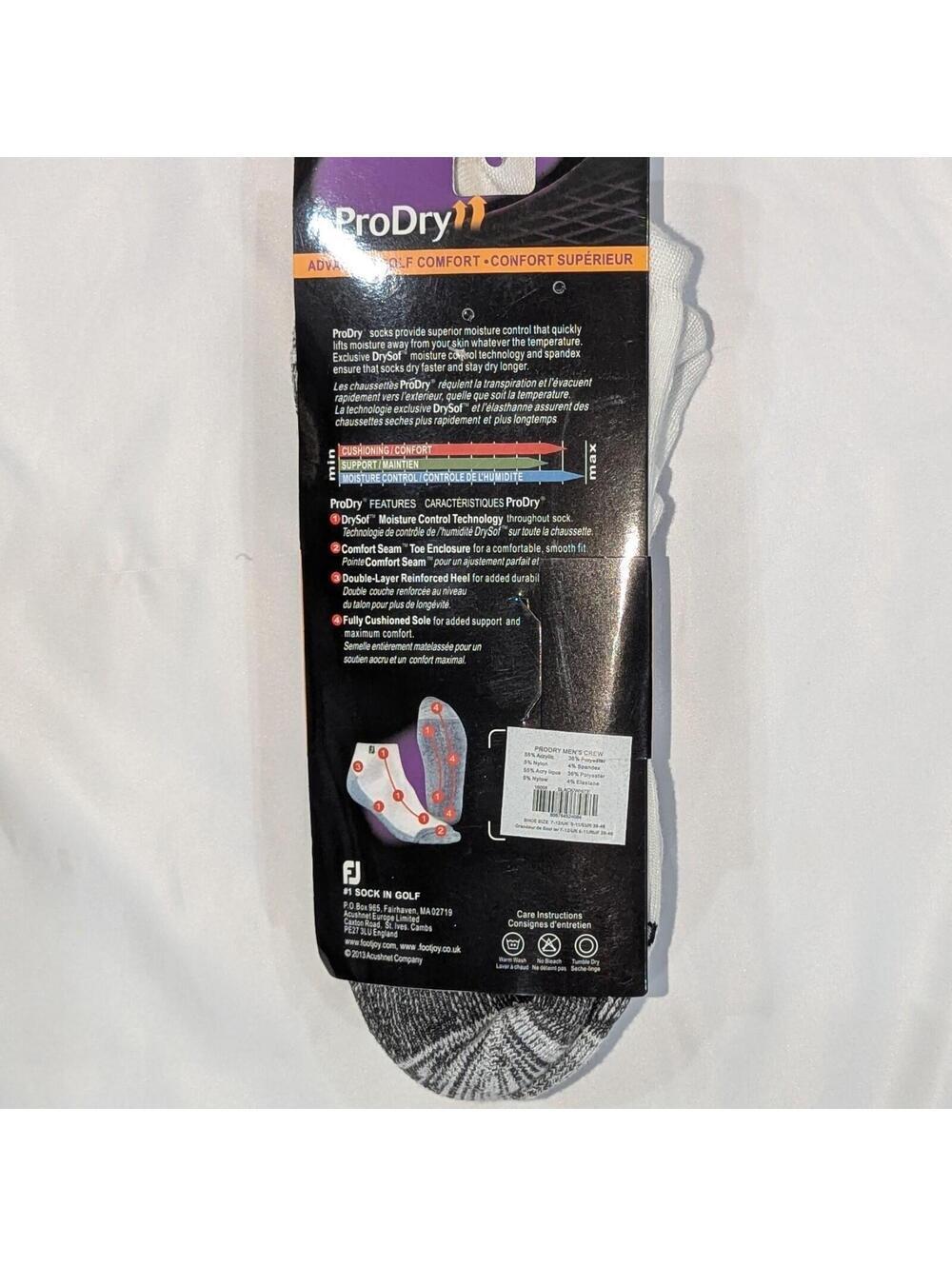 FootJoy ProDry Men’s Golf Ankle Socks 2 PACK Value Pack White Gray Size L 7-12.5 - Picture 4 of 4